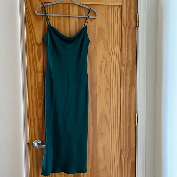 knee length dresses for ladies Aspen Midi Dress - Deep Red Satin Slip Dress